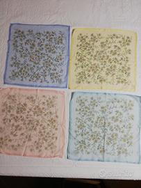 4 Fazzoletti Cotone Vintage Tema Floreale 