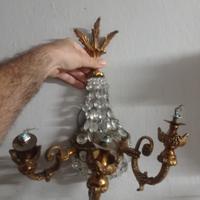 applique da parete vintage in ottone con cristalli