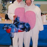 COPPIA COSTUMI CONIGLIO SARTORIALI PER ANIMAZIONE