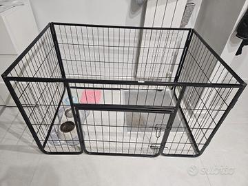 Recinto per cani / cuccioli in metallo con porta 