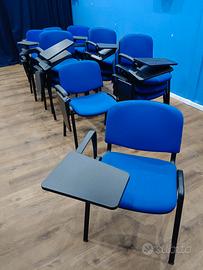 sedie da conferenza in tessuto blu, con ribaltina