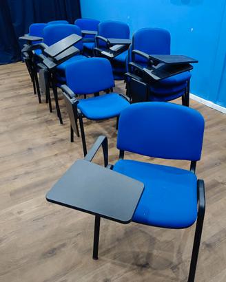 sedie da conferenza in tessuto blu, con ribaltina