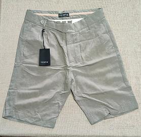 Pantaloncini Yconx Tg.48 Grigio Viscosa & Lino NEW