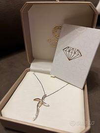 Collana oro 18 kt 750 con diamante