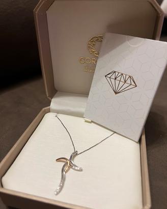 Collana oro 18 kt 750 con diamante