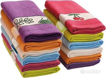 12 Panni da cucina in spugna 100% cotone, 50 x 50