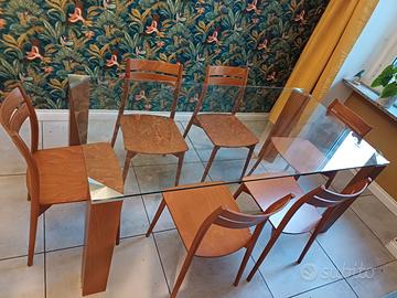 tavolo cristallo calligaris con 6 sedie