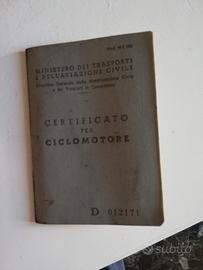 Libretto ciclomotore anni 60'