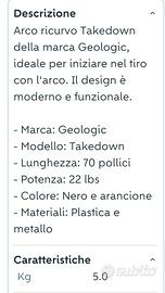 Arco ricurvo Takedown della marca Geologic