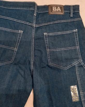 Jeans nuovi Tg.58 blu con cuciture bianche