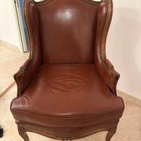 Poltrona vintage stile inglese in pelle