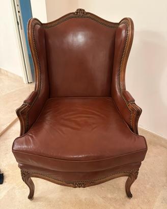 Poltrona vintage stile inglese in pelle