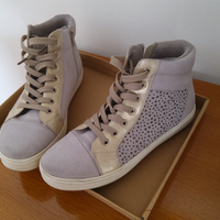 Scarpe Donna Snakers Beige con Zip