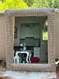 Specchio in rattan anni 80