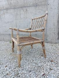 Set 6 poltroncine in bambù e rattan/vimini vintage