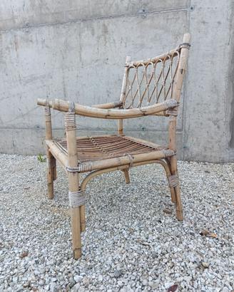 Set 6 poltroncine in bambù e rattan/vimini vintage
