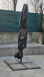 ombrellone giardino con copertura e base 