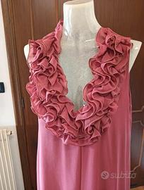 Abito rosa antico con rouches