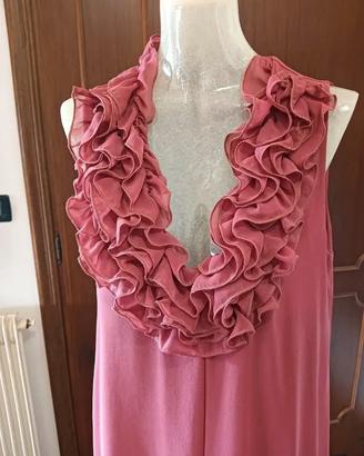 Abito rosa antico con rouches