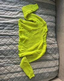 Maglione corto giallo fluo