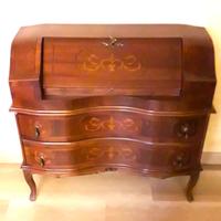 Trumeau mobile scrittoio in legno intarsiato stile