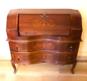 Trumeau mobile scrittoio in legno intarsiato stile