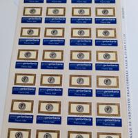 foglio di 28 francobolli posta prioritaria 2001