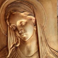 quadro madonna su rilievo in legno dorato 