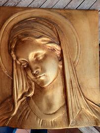 quadro madonna su rilievo in legno dorato 