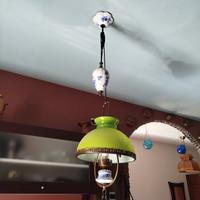 lampadario in vetro e maiolica regolabile in altez