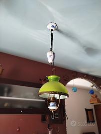 lampadario in vetro e maiolica regolabile in altez