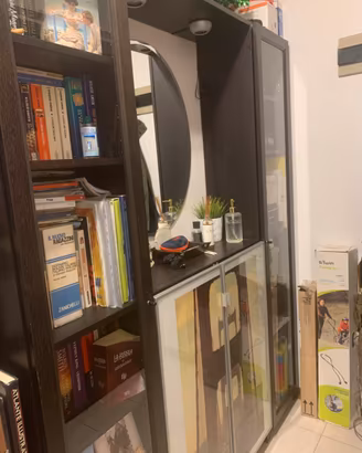 Libreria Ikea Billy con ante a vetro e specchio