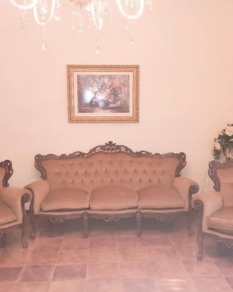  Set Salotto Barocco in Velluto e Legno Intagliat