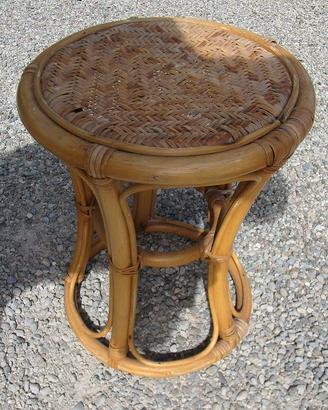 sgabello in bambù con piedi tondi diam. 34 x h. 46