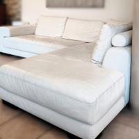 Divano angolare in vera pelle bianca 