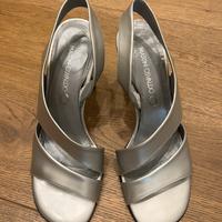 Sandali argento comodi, tacco 8