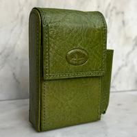 Porta sigarette in vera pelle verde vintage