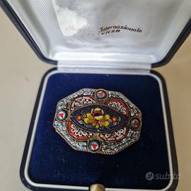 Spilla antica primi '900 in micro mosaico italiano