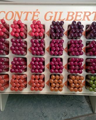 Espositore vintage di campionmatite Conté Gilbert 