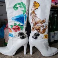 Stivali donna decorati a mano nuovi