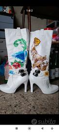 Stivali donna decorati a mano nuovi