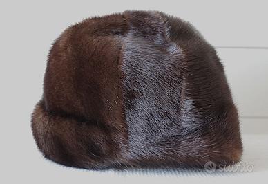 Copricapo da donna in visone naturale, vintage.