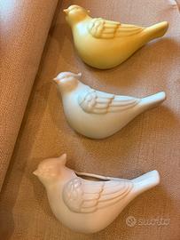 Ceramica Thun 3  porta vaso uccellino tre colori
