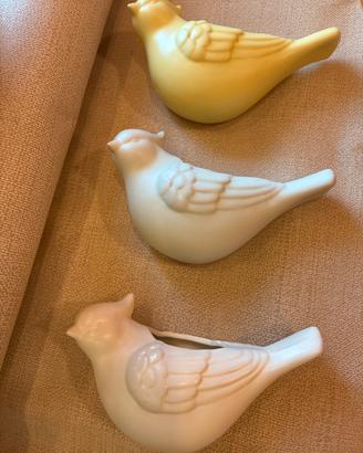 Ceramica Thun 3  porta vaso uccellino tre colori
