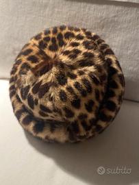 Cappello Vintage vera pelle leopardo