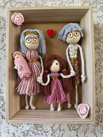 Quadretto macrame nonni e nipoti amore puro