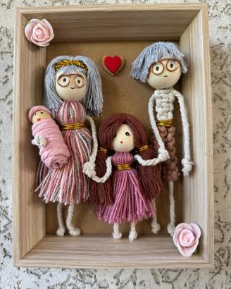 Quadretto macrame nonni e nipoti amore puro