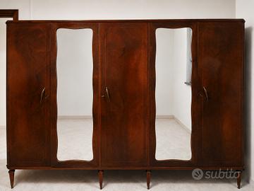 Set completo camera da letto noce fiammato e vetro