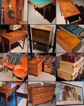 Mobili antichi di pregio, tavoli da gioco, bauli