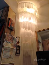 Lampadario angolare vintage in vetro di Murano